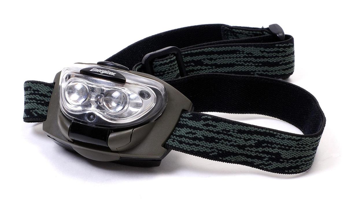 Lampe frontale portable avec bandeau élastique noir et vert